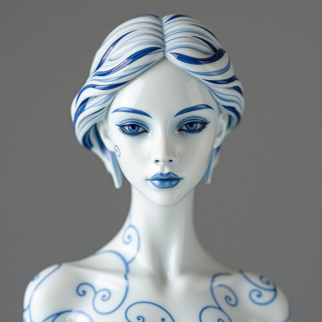 Porcelain Woman with Art Nouveau Details