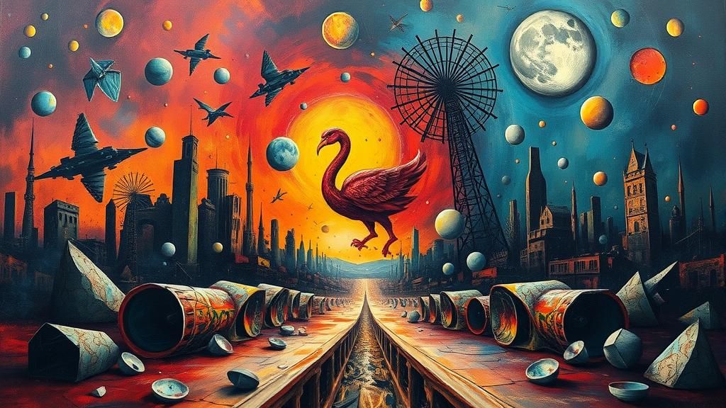 Surreal Post-Apocalyptic Scene in Heavy Metal Style