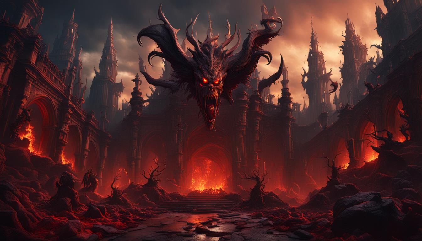 Demonic Hellscape Matte Painting in Deep Color