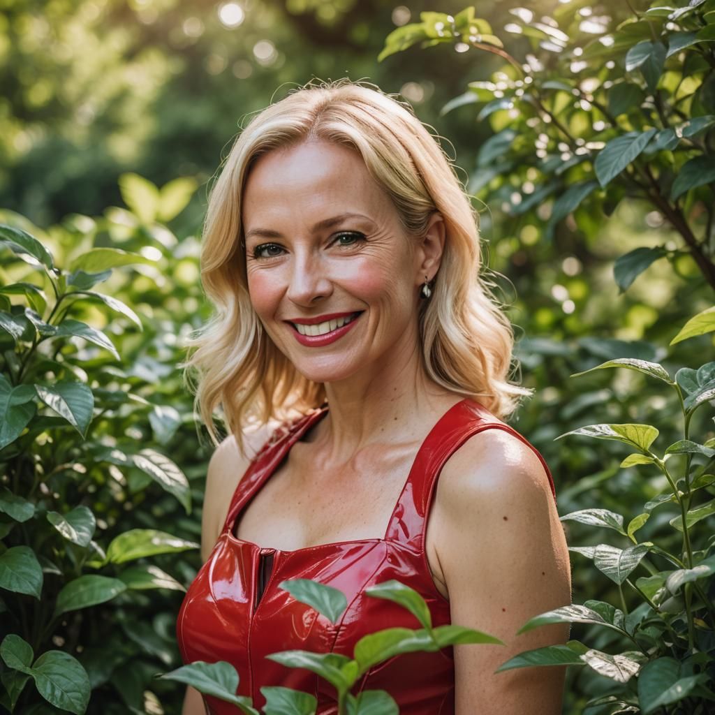 Radiant Portrait of Woman in Red Dress