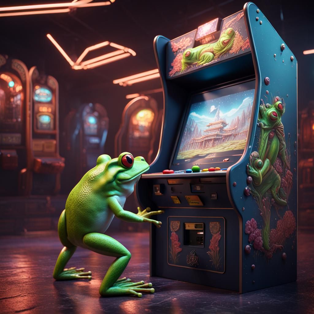 Frog Plays Arcade Machine: Detailed Matte Painting