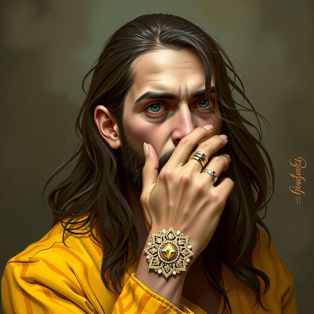 Portrait of a Man with Ring in Cloisonnist Style