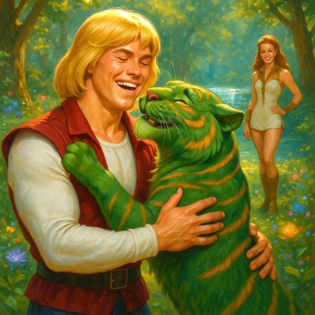 Prince Adam Hugs Cringer in Sunny Forest