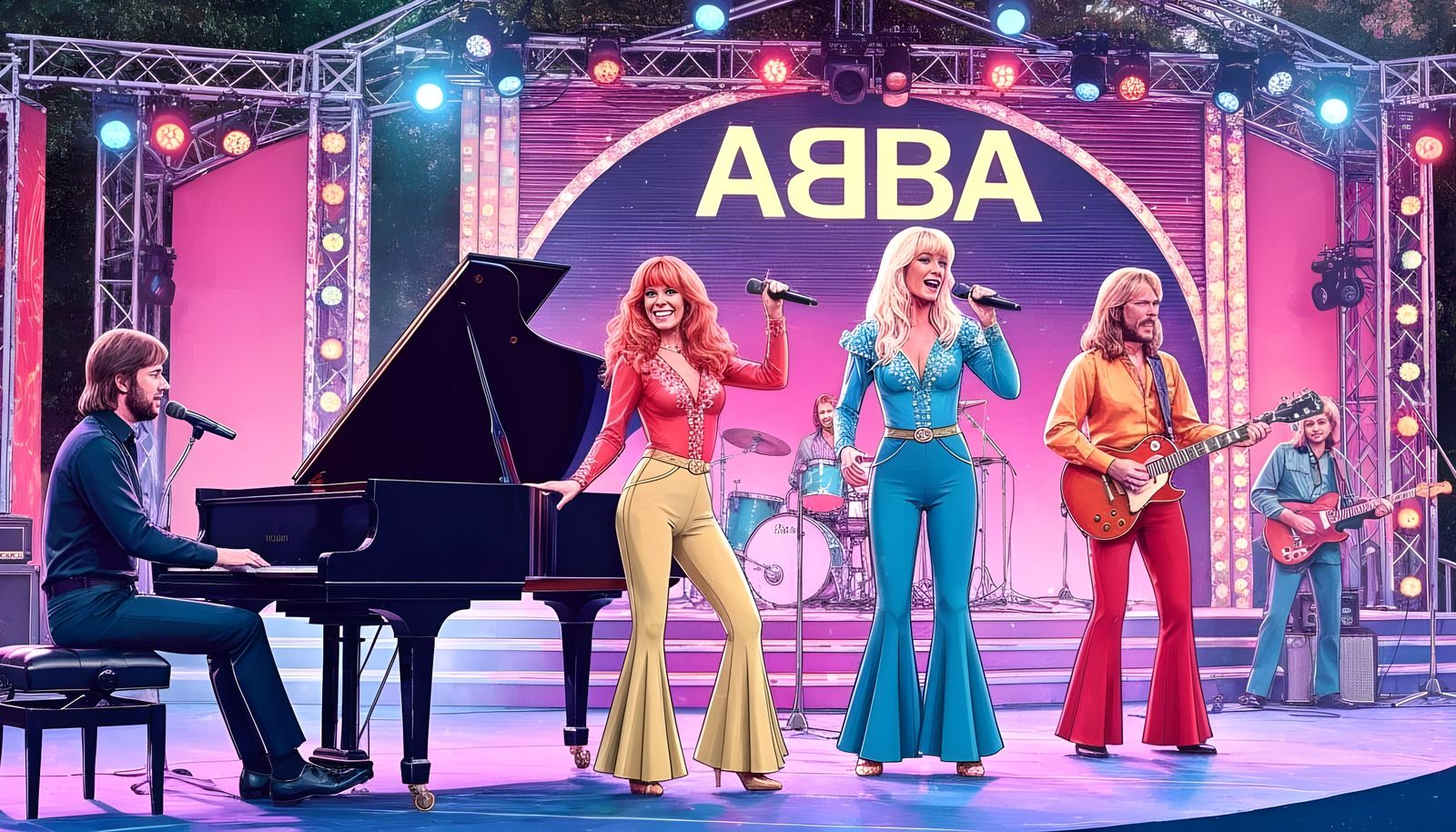 ABBA Live in Disco Concert, Synthwave Style