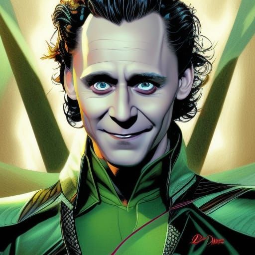 Loki Portrait in Comic Book Style
