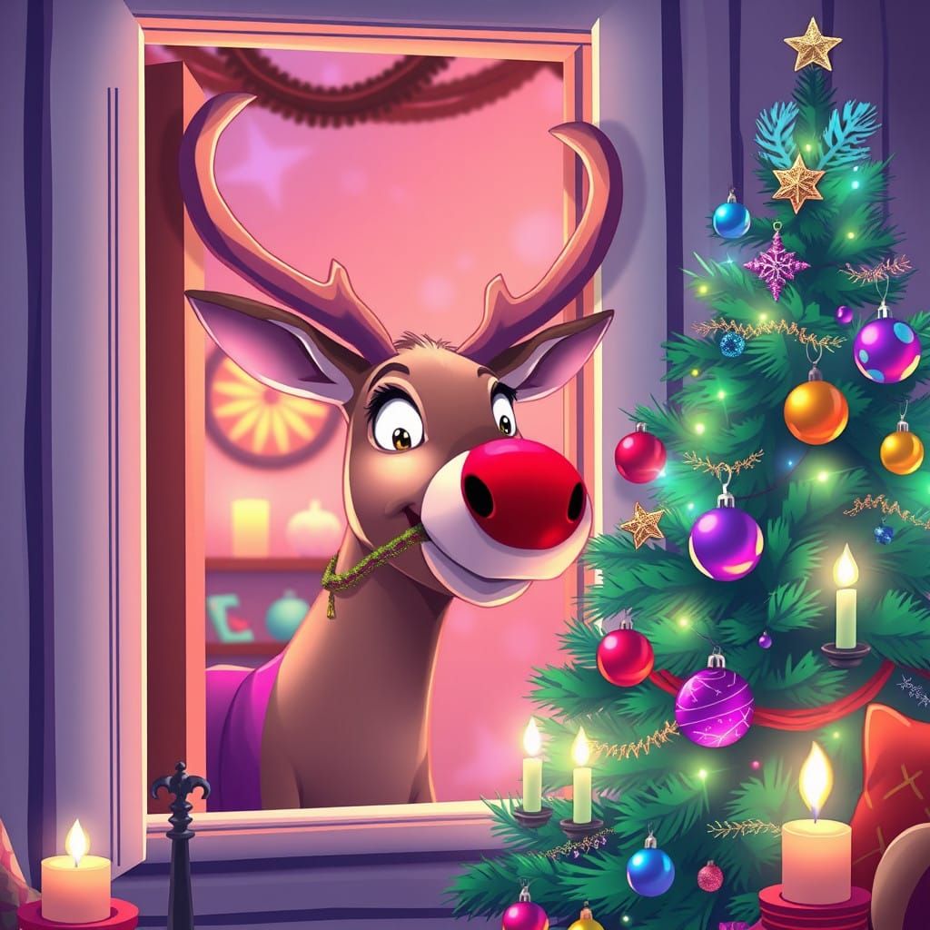 Whimsical Anime-Inspired Christmas Scene