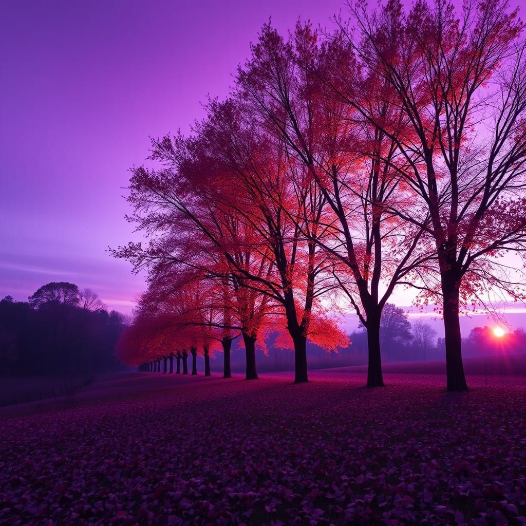 Ethereal Autumn Twilight in Violet Hues