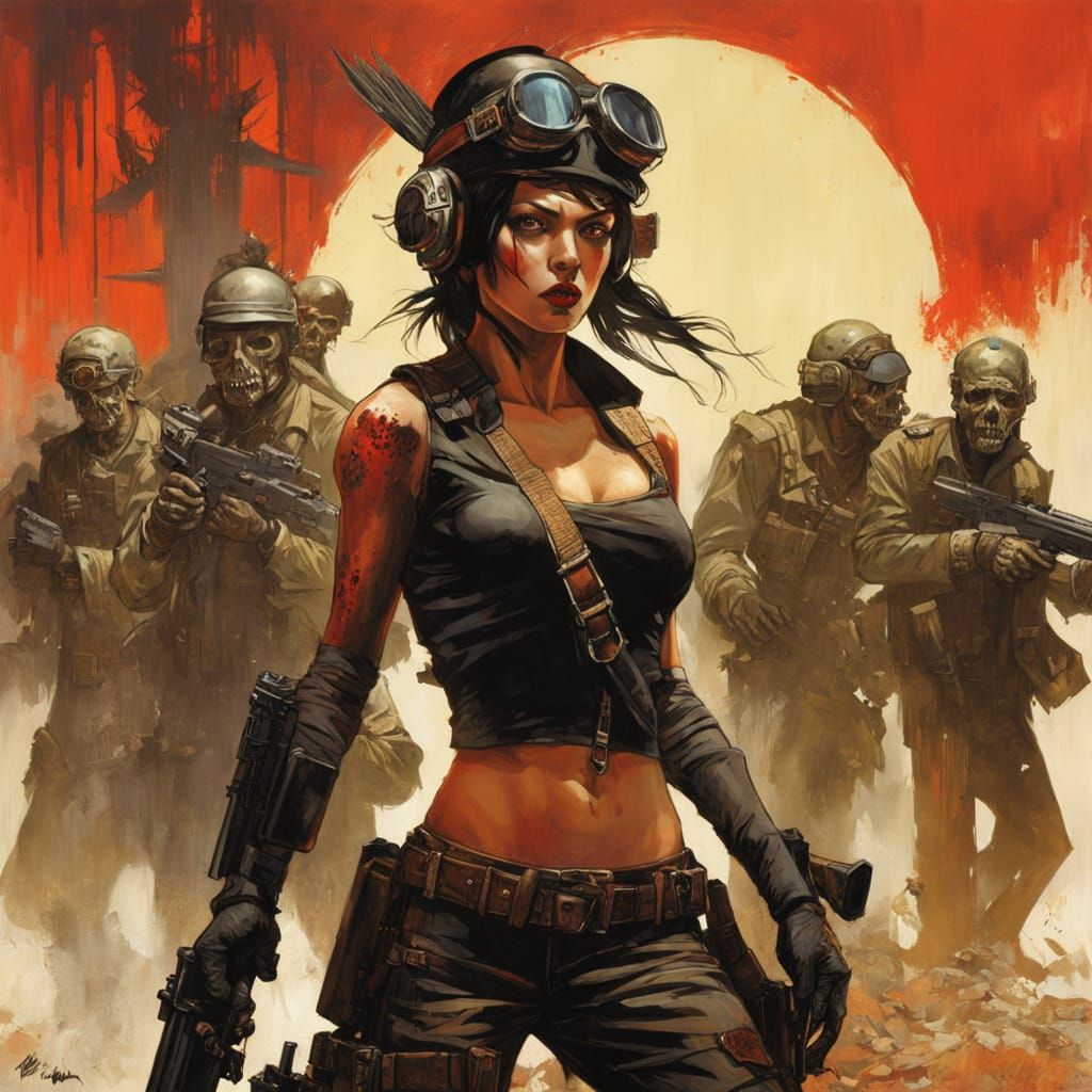 Heroine Defies Apocalypse in Vibrant Expressionist Art