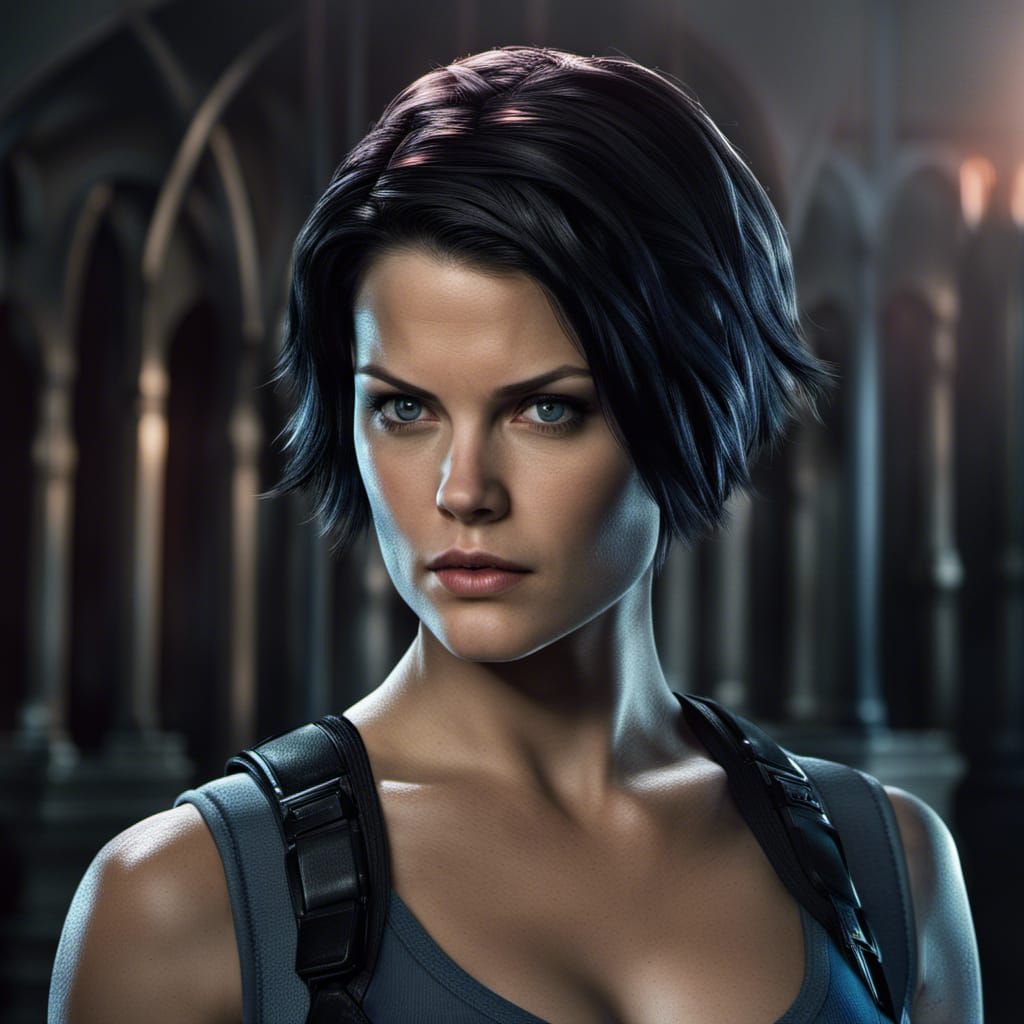 Hyperrealistic Portrait of Jaimie Alexander as Jill Valentin...