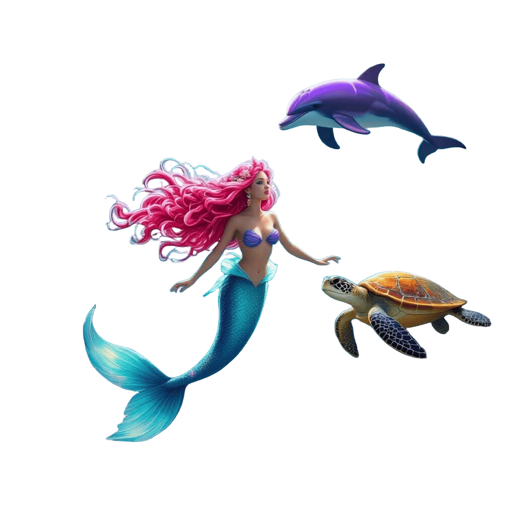 Mermaid and Friends in Vibrant Underwater World