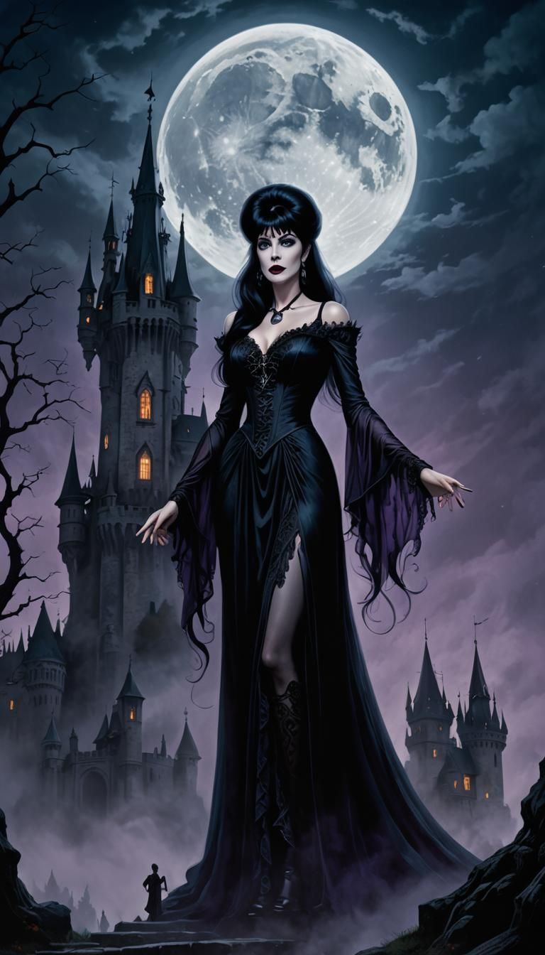 Elvira in Gothic Fantasy Art Style