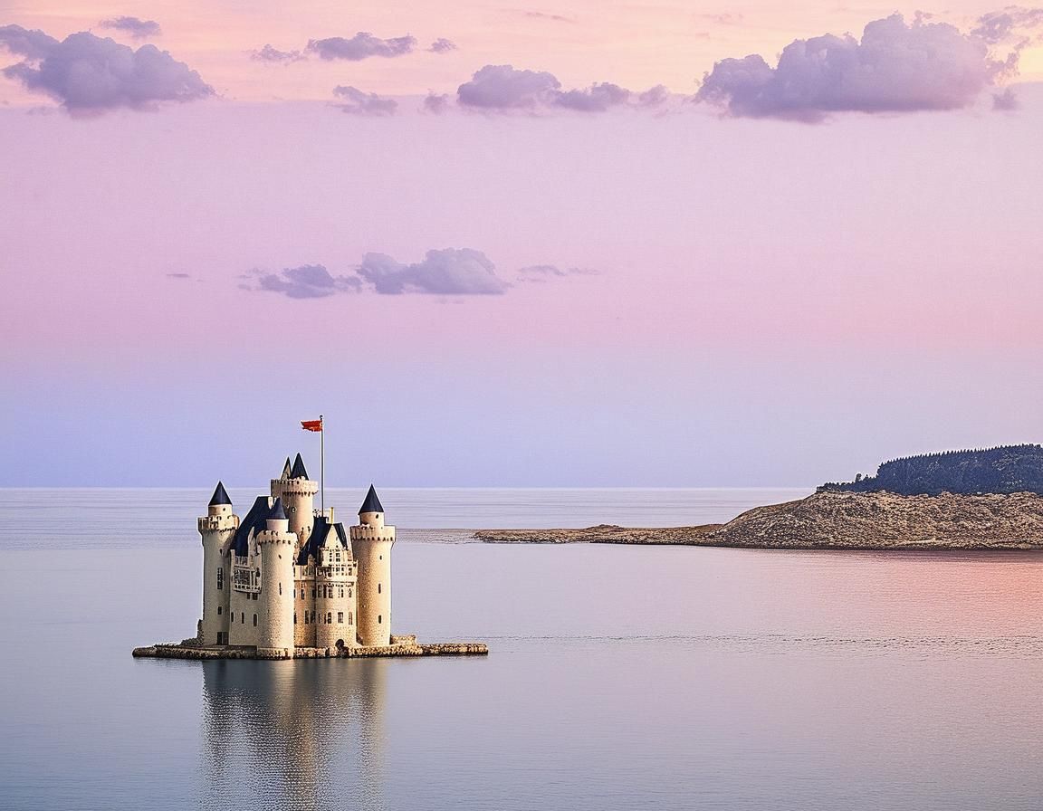 Seaside Ivory Castle at Sunset