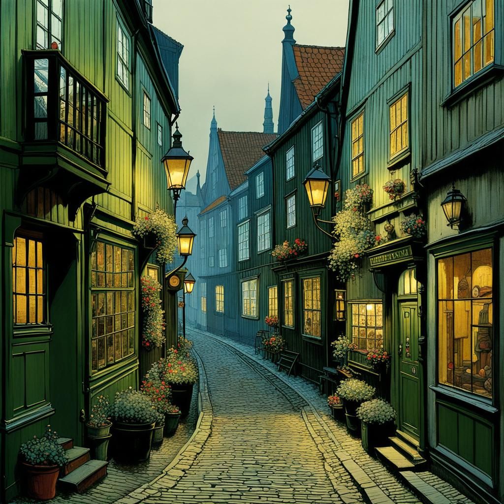 Danish Port Town Alleyway: Victorian-Era Detail