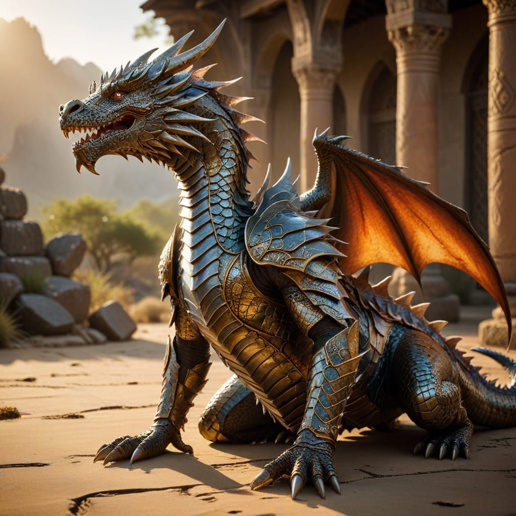 Majestic Dragon Conquered on Golden Savannah