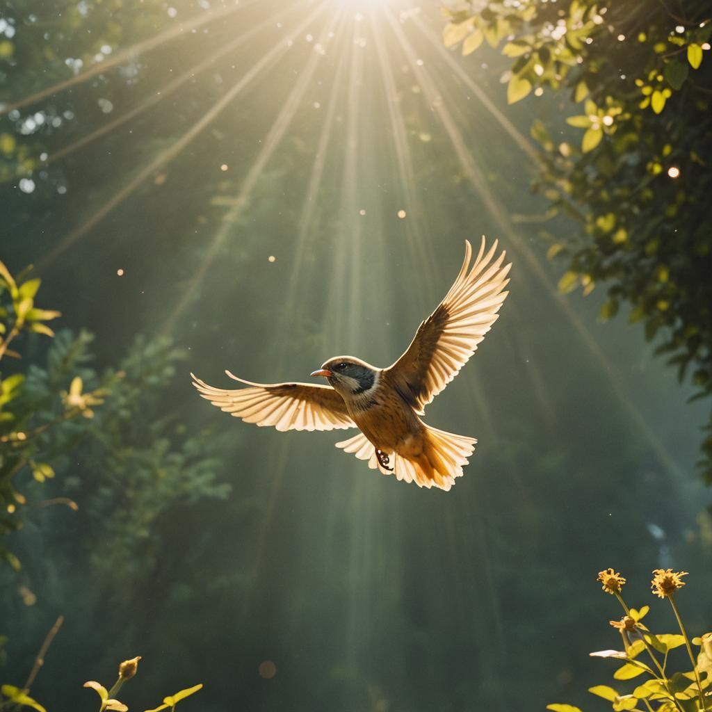 Small Bird Soaring on a Summer Morning