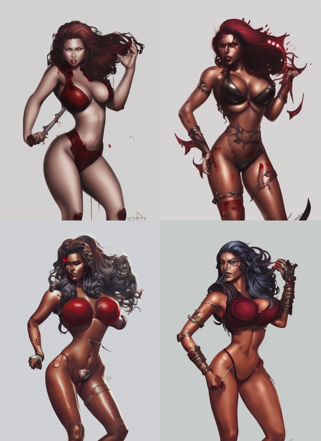 Cybernetic Woman with Red Hair, Digital Illustration