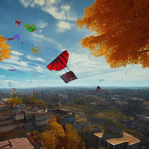 Ornate Kite Soars in Digital Matte Painting Style