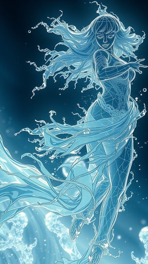 Glass Goddess Emerges from the Ocean in Vibrant Fantasy Art