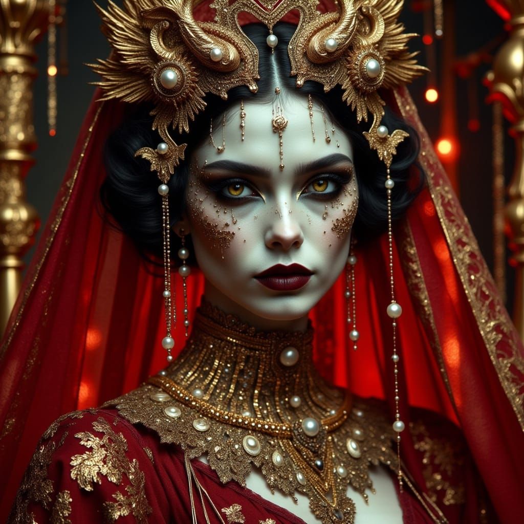 Vampire Queen Aurelia in Opulent Editorial Style