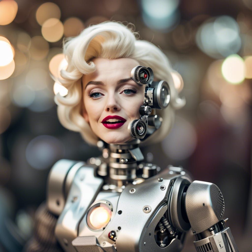 Marilyn Monroe as a Half-Robot Cyborg Portrait