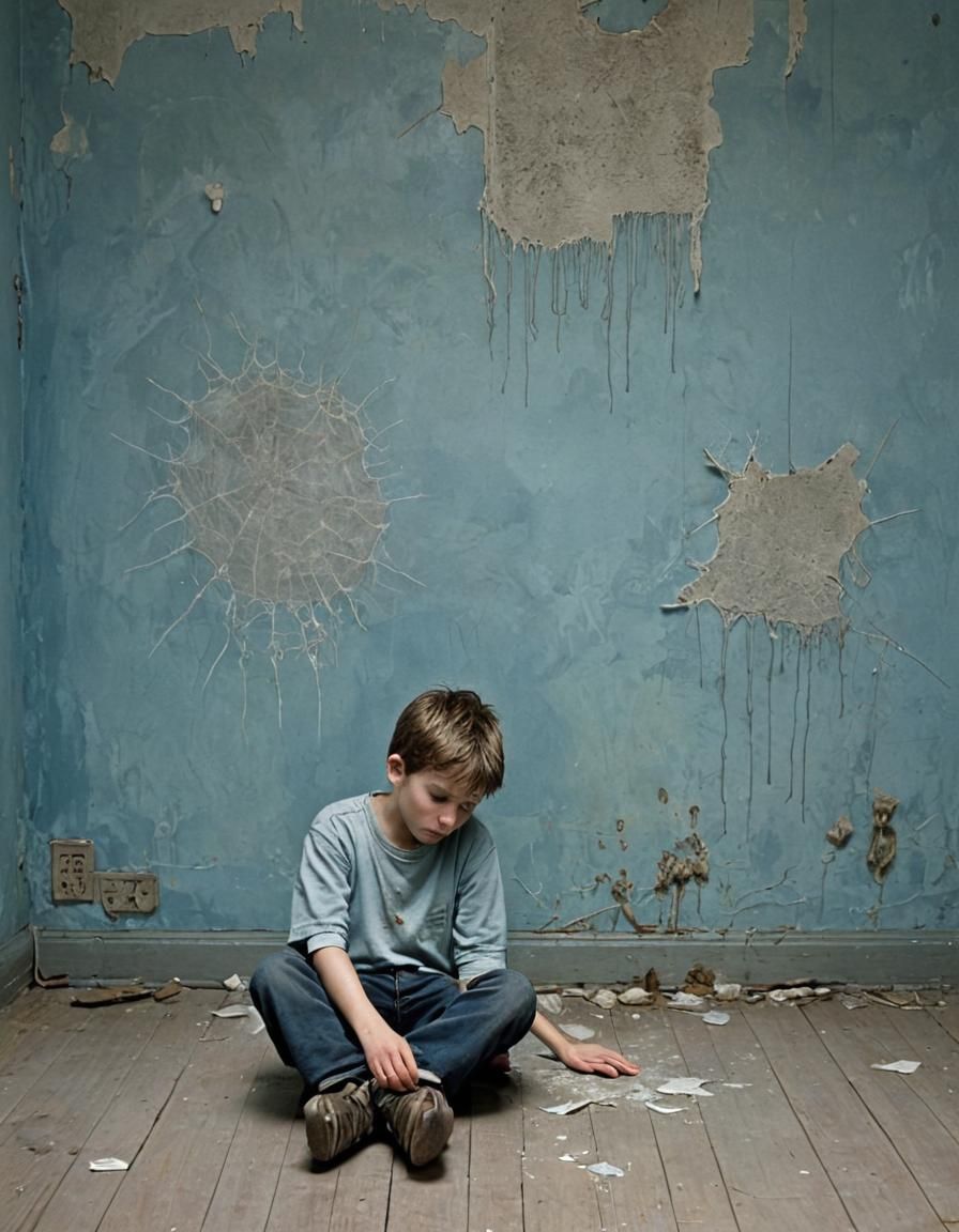 Melancholy Boy in Aged Room: Evoking Childhood Sadness