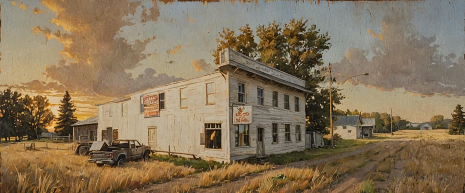 Climax, Saskatchewan Tavern in American Realism Style