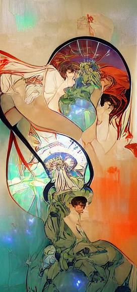 Art Nouveau Woman in Alphonse Mucha Style