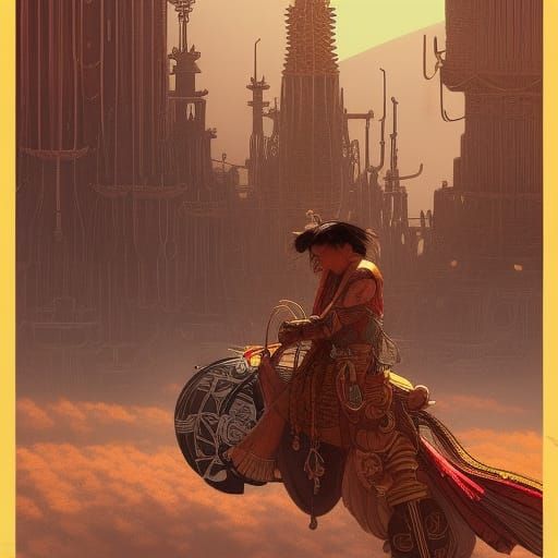 Steampunk Gunslinger in Moebius Style