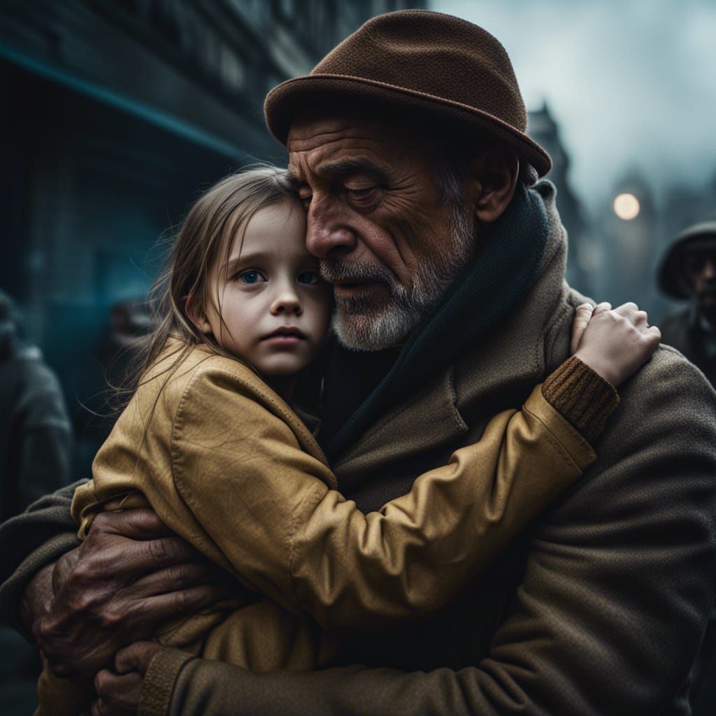 Heartwarming Father-Daughter Portrait in Expressive Detail