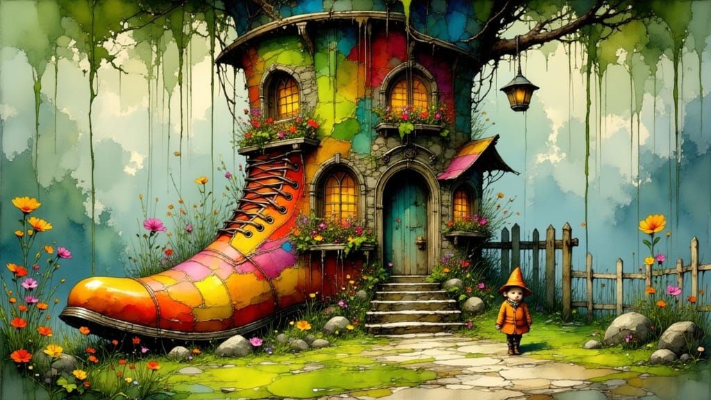 Enchanting Gnome Home Inside Giant Patchwork Boot