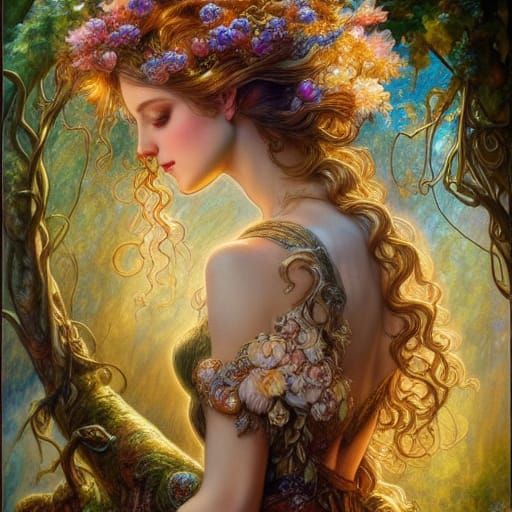 Dryad Portrait in Cel-Shaded Style