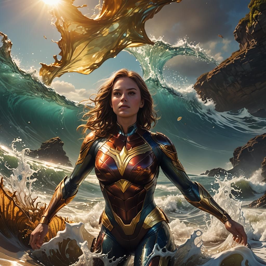 Seaside Superhero Girl in Fantasy Art Style