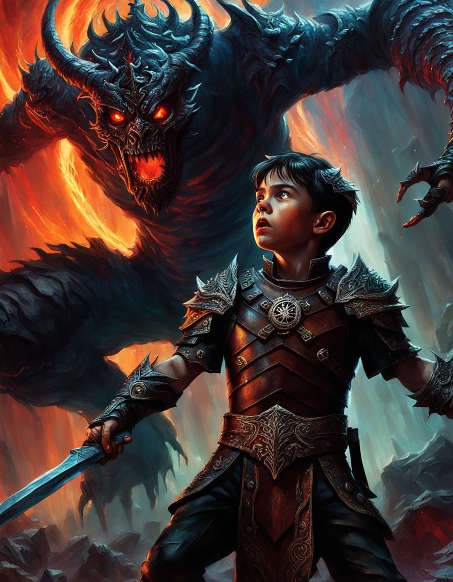 Percy Jackson confronts Lord Hades, in the Underworld with h...