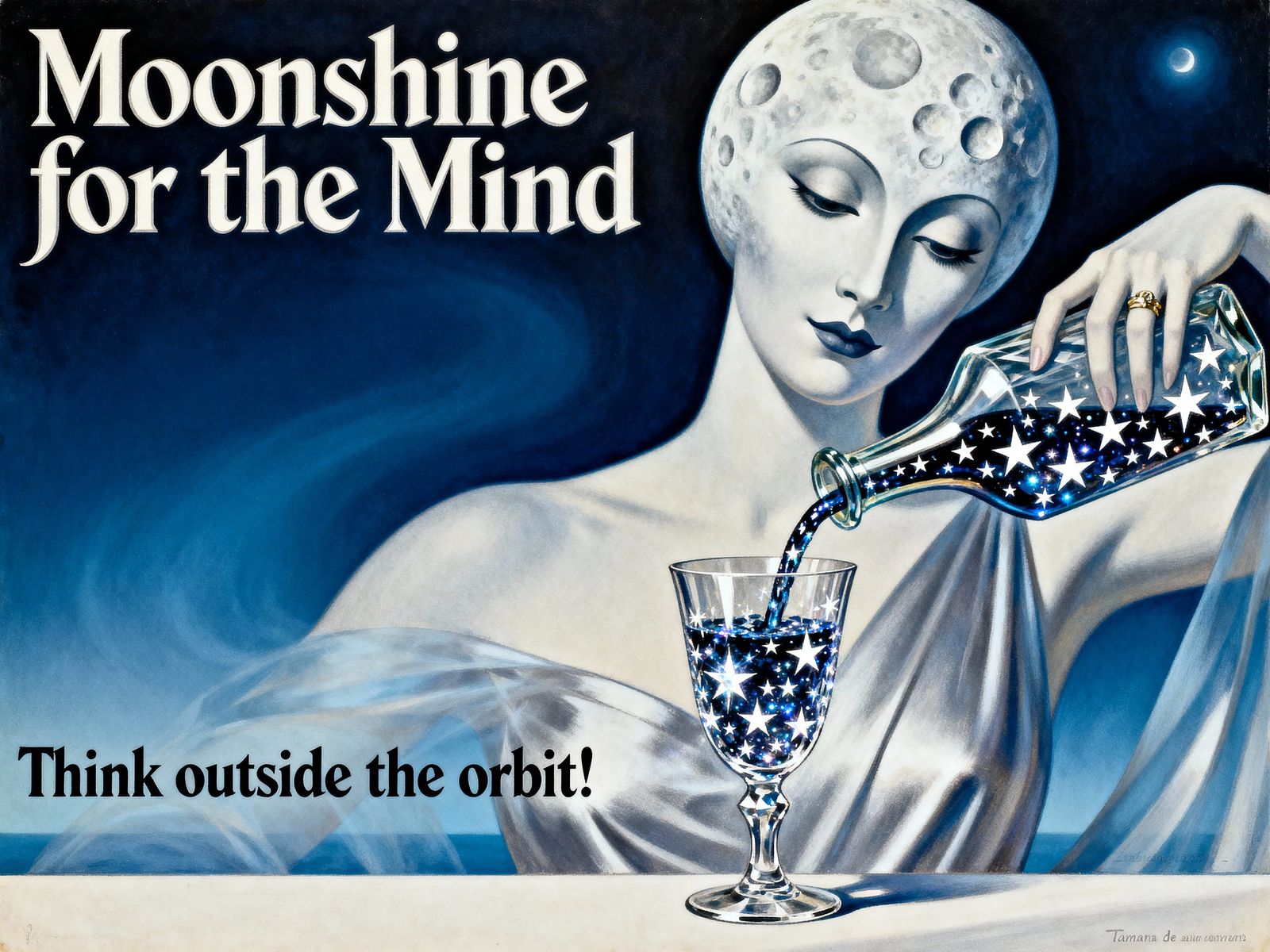 Surreal Art Deco Poster: Moonshine for the Mind