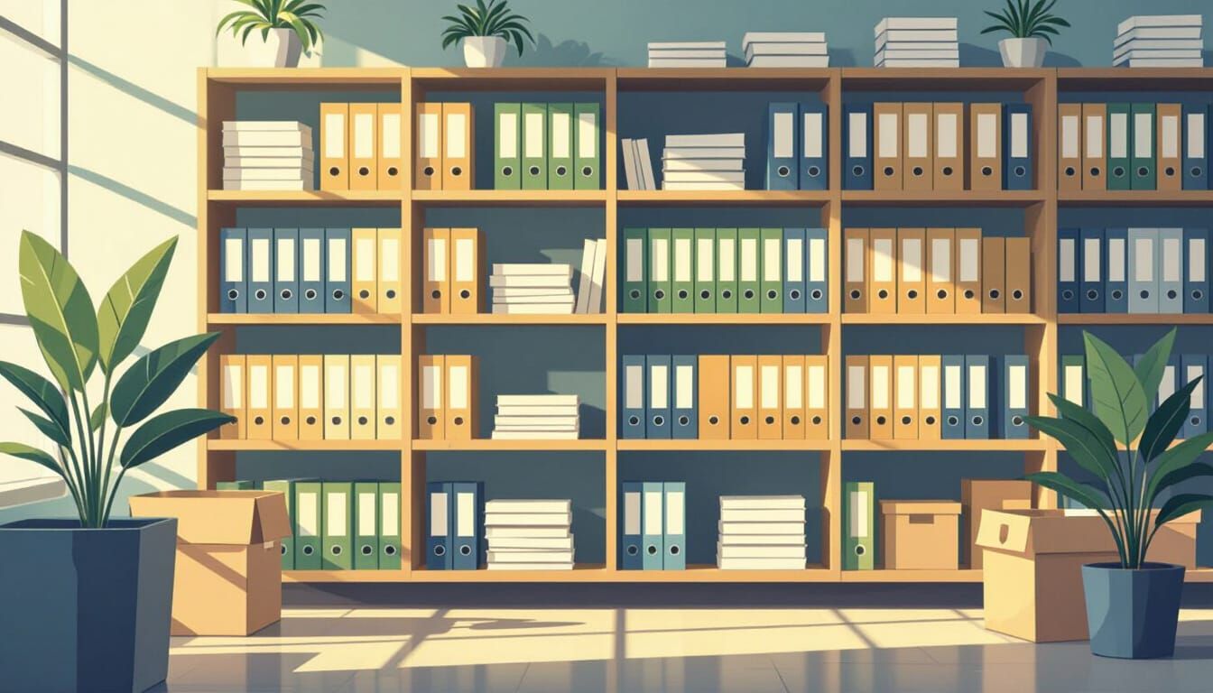 Strict Flat-Style Document Archive Illustration