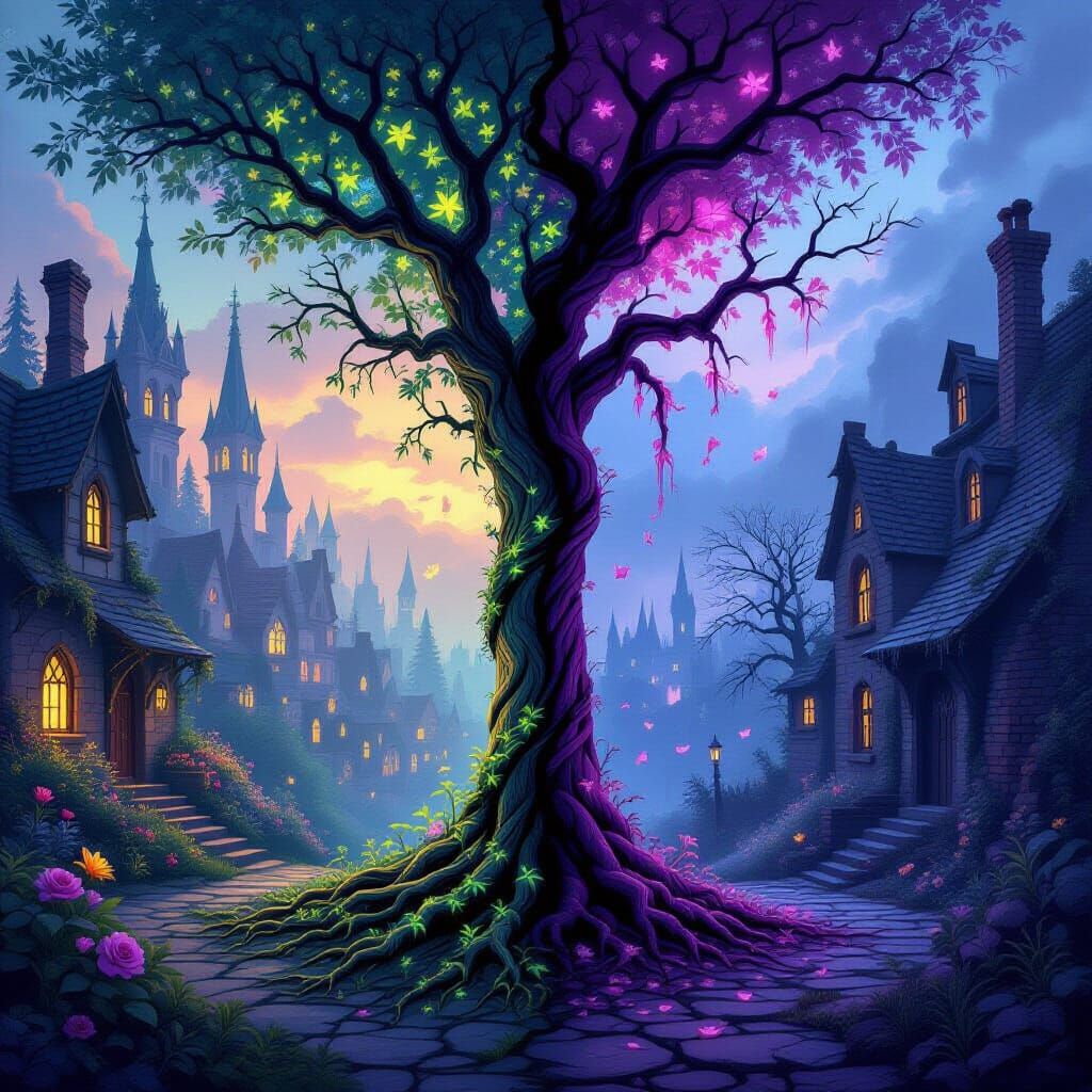 Gothic Village Contrasts Life and Decay in Digital Matte Pai...