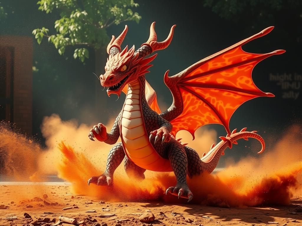 Vibrant Pop Art Dragon Dust Explosion