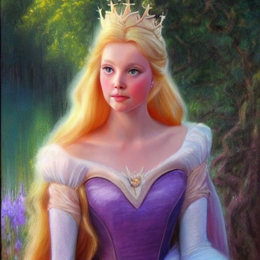 Princess Aurora Portrait in Oil Painting Style