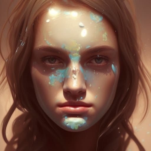 Teen Women Portrait with Sunscreen, Hyperdetailed Art
