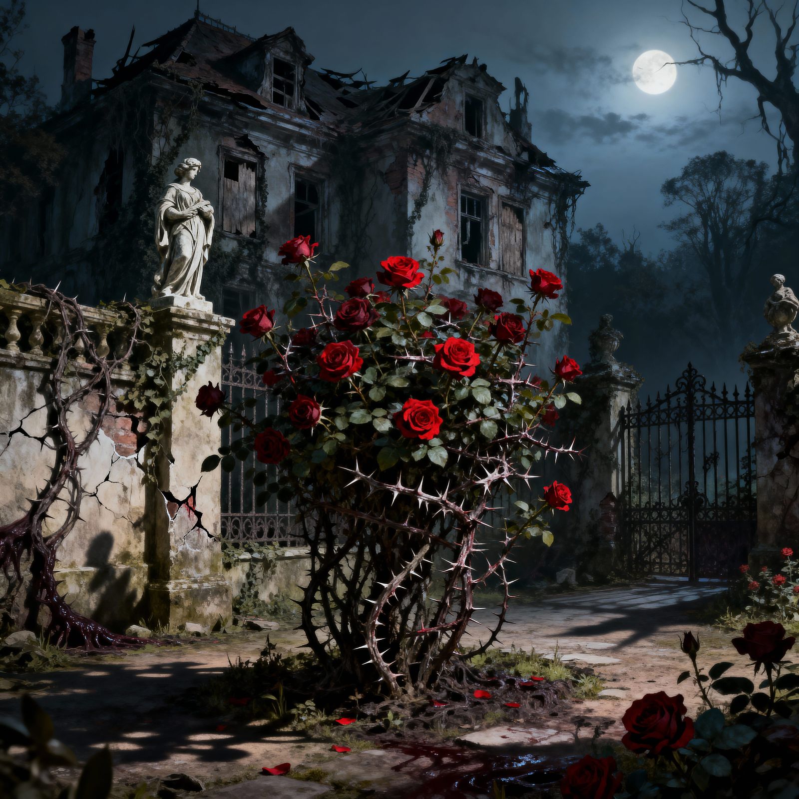 Thorny Roses in a Sinister Old Garden
