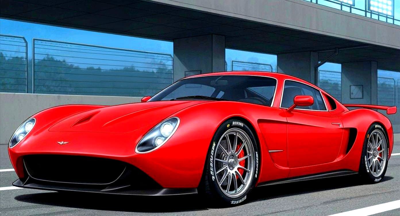 Retro-Modern Sports Car with Pinup Model in Comic Style