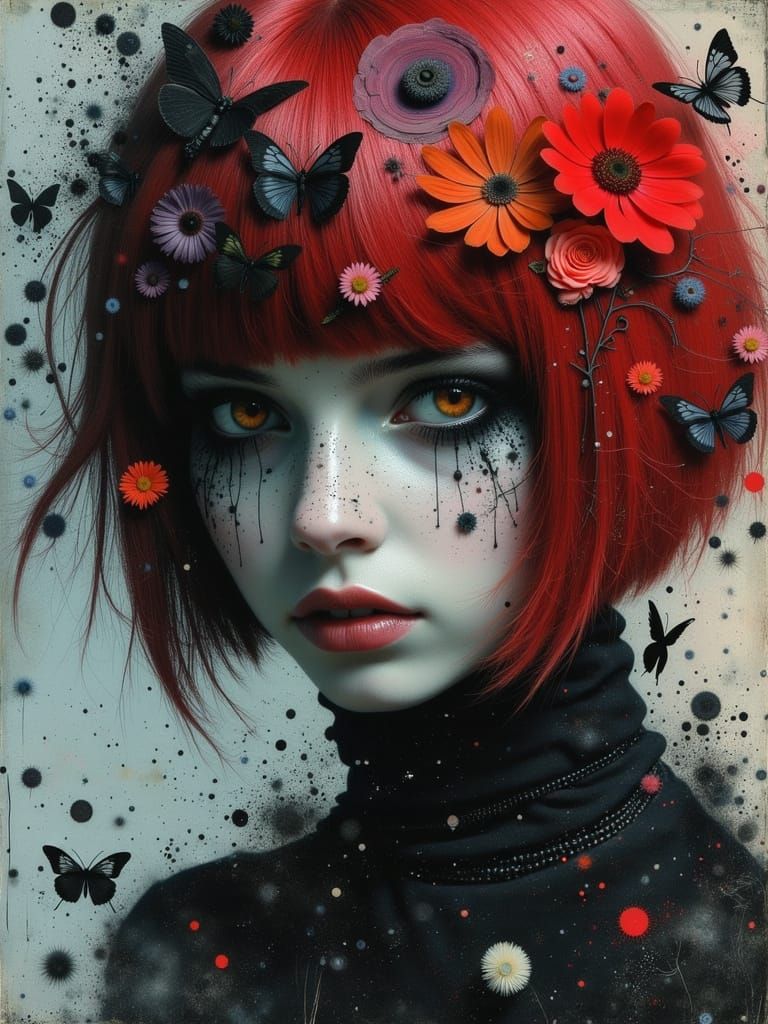 Ethereal Gothic Woman in Fairy Punk Style