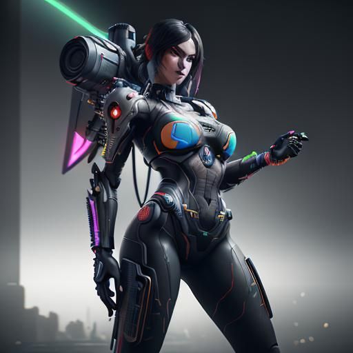 Nintendo Switch Girl in Anime Cyberpunk Style