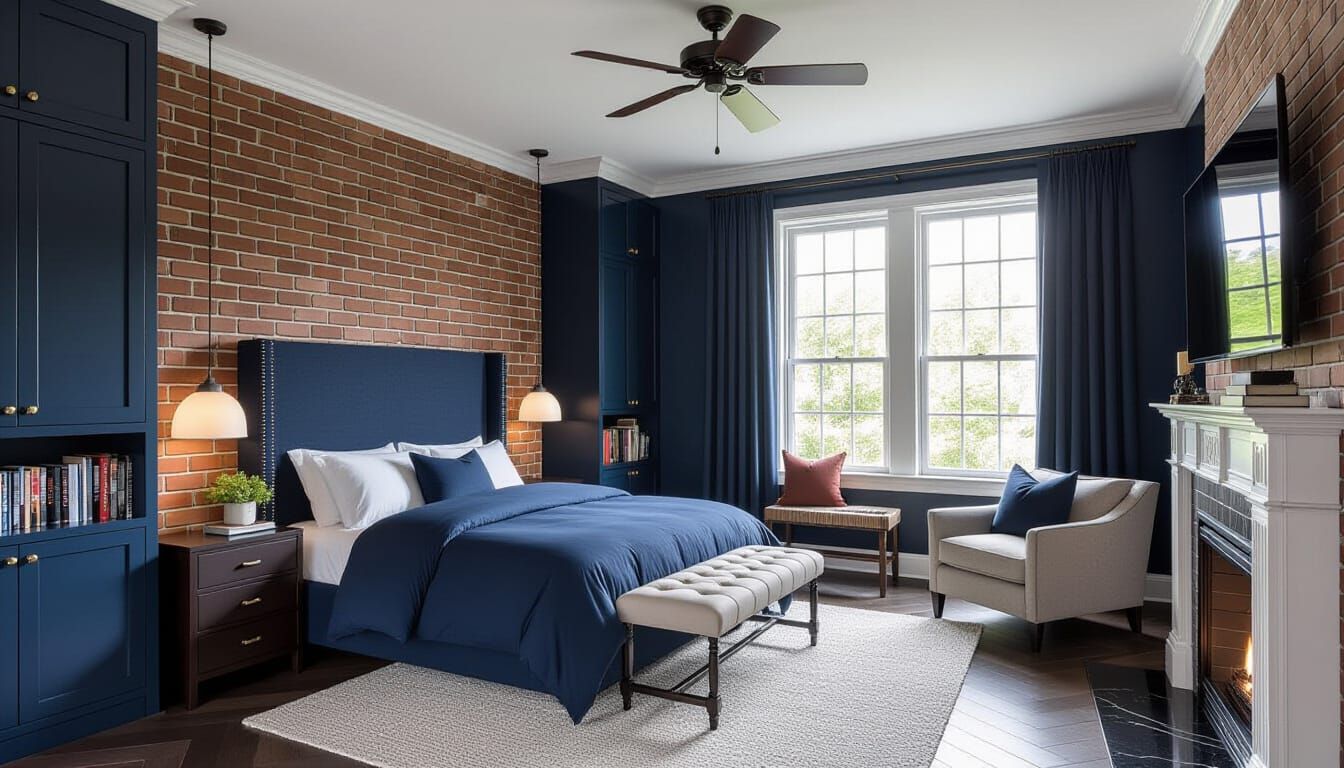 Victorian Bedroom with Snowy View