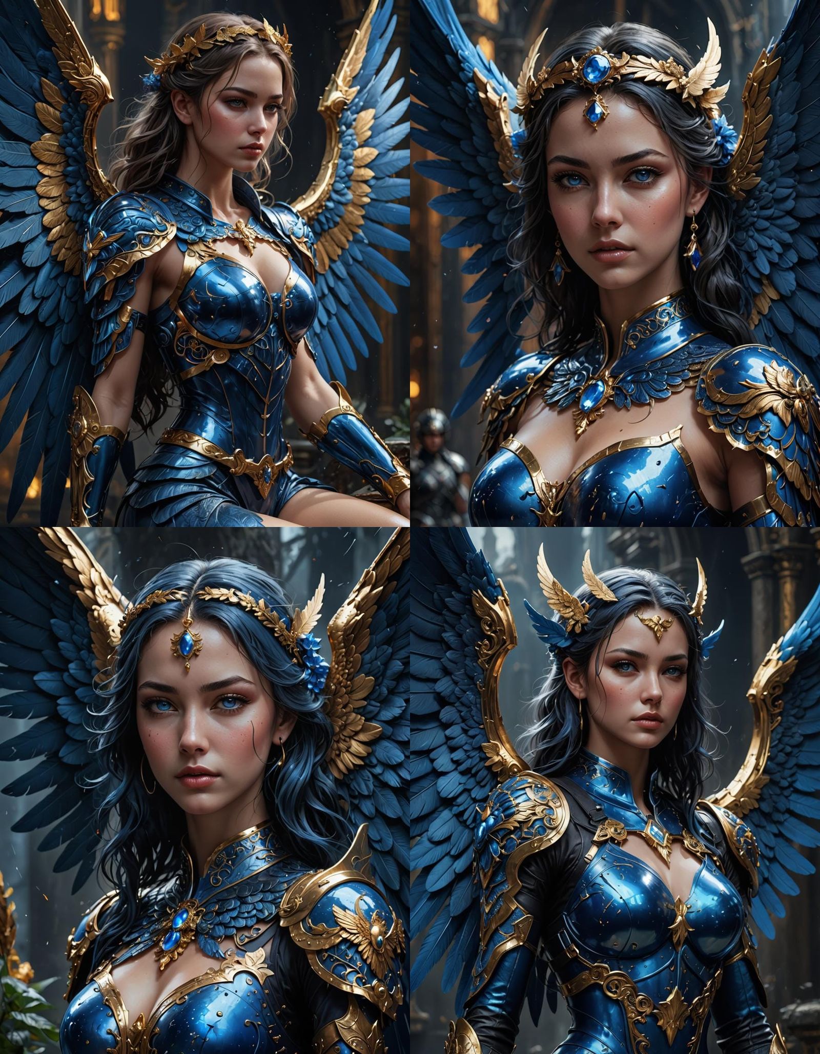 Blue Angel Portrait in Detailed Fantasy Style