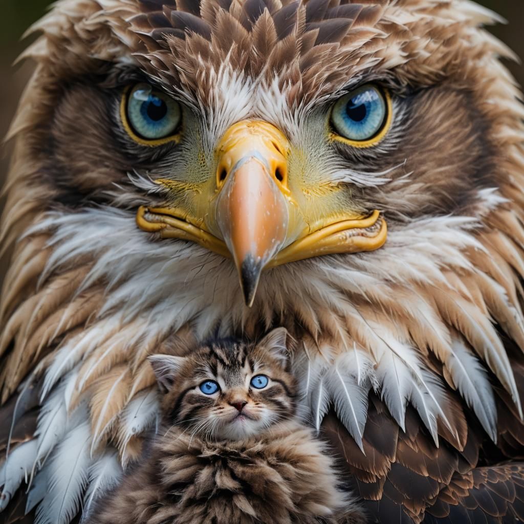 Eagle and Kitten Cuddle: A Heartwarming Wildlife Friendship
