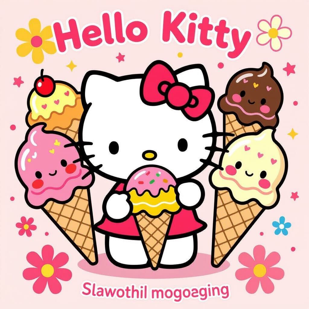 Hello Kitty and Colorful Ice Cream Lollies