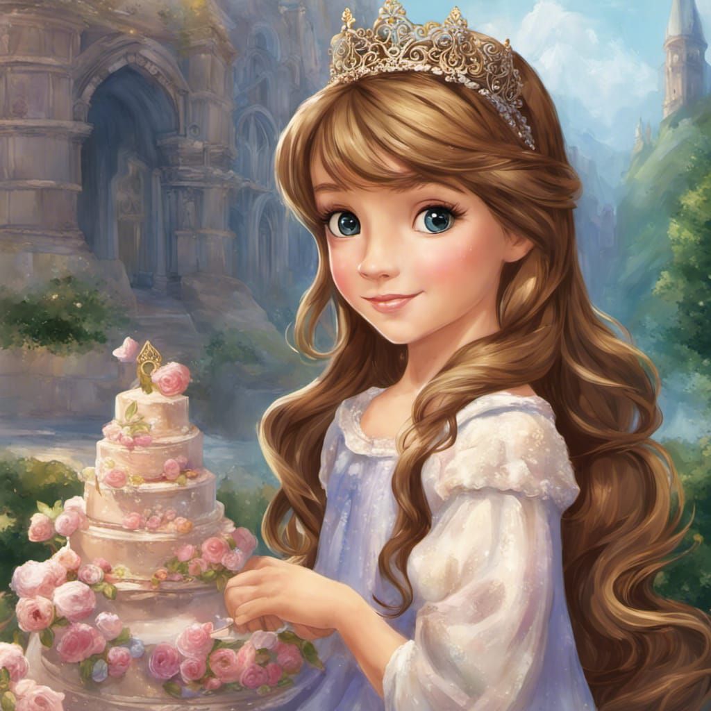 Princess Emma in a Grand Palace, Cartoon Art