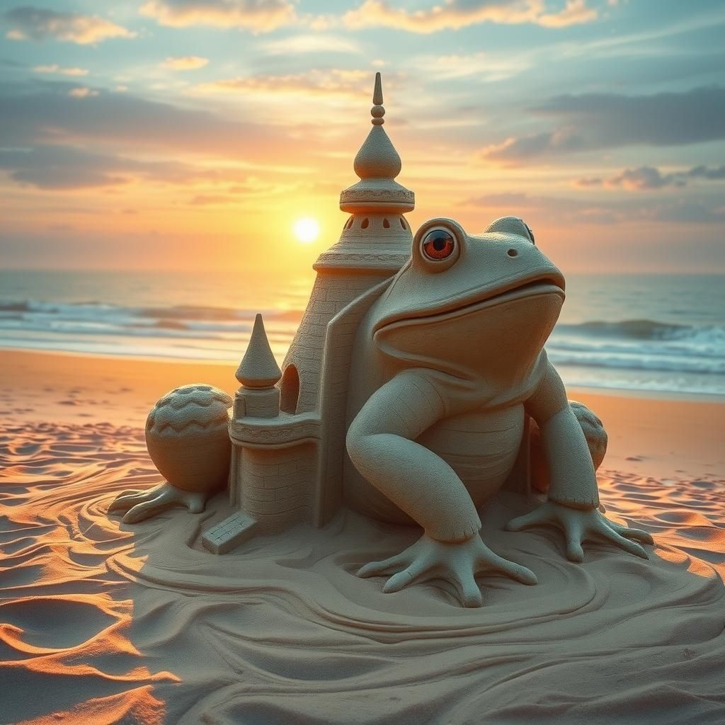 Majestic Frog Sandcastle at Sunset Beach