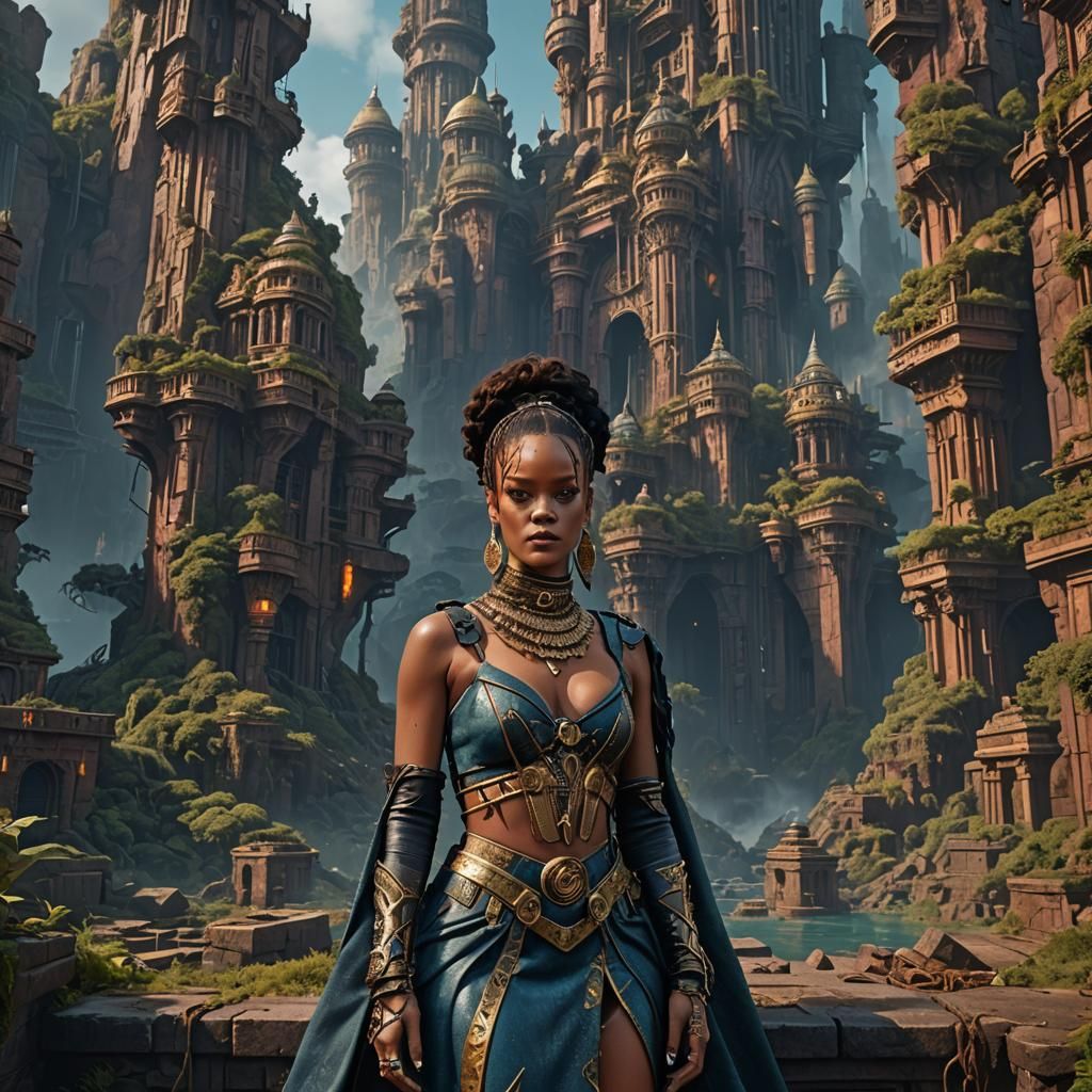 Rihanna Portrait in Detailed Matte Painting Style